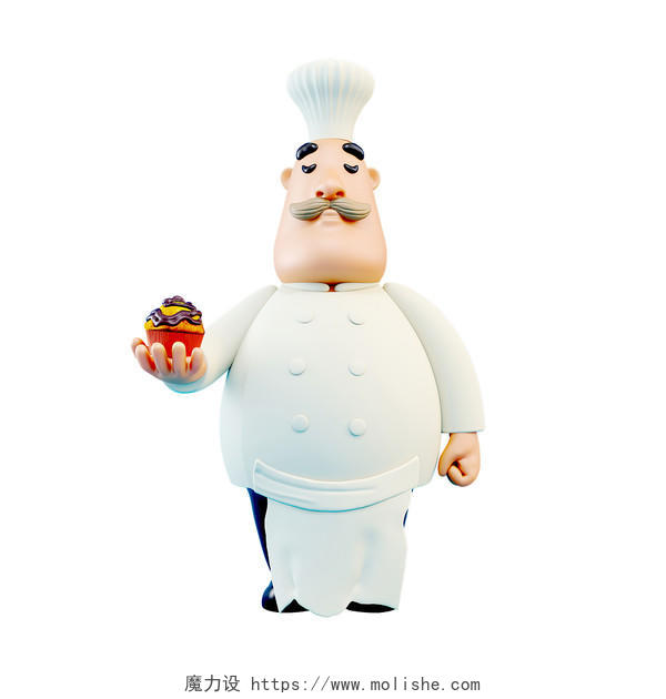 C4D创意卡通风格化糕点师厨师蛋糕3D小人元素模型